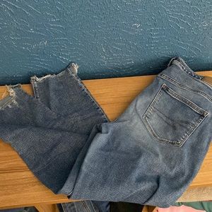 American eagle distressed highest rise mom jean